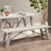 Sofia White Wooden Dining Bench with Metal Bars