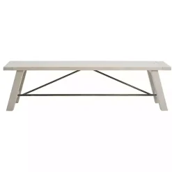 Sofia White Wooden Dining Bench with Metal Bars