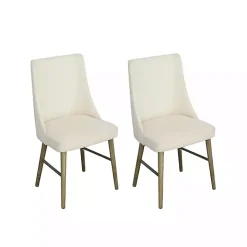 Soft Alabaster Upholstered Dining Chairs, Set of 2