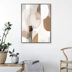 Soft Tan Shapes Framed Canvas Art Print