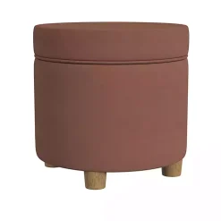 Spice Round Velvet Storage Ottoman