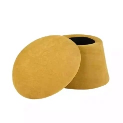 Spice Yellow Chenille Mushroom Storage Ottoman
