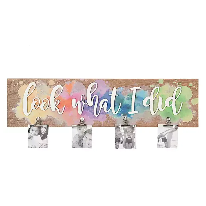 Splattered Look What I Did Plaque with Clips