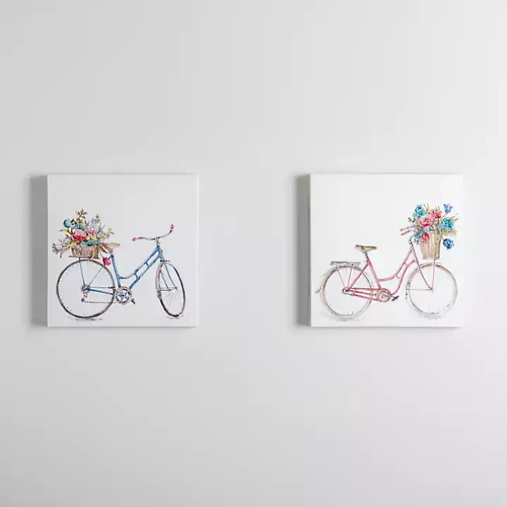 Spring Bicycles Canvas Art Prints, Set of 2