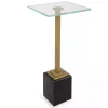 Square Glass and Black Marble Accent Table