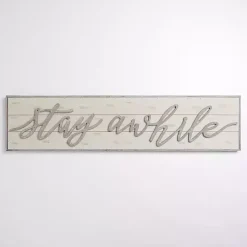Stay Awhile Wood Plank Wall Plaque