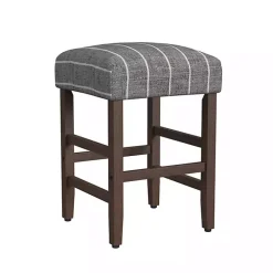 Steel Blue and White Striped Backless Stool