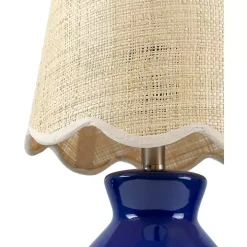 Stella Blue Mini Table Lamp with Woven Shade