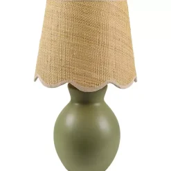 Stella Green Mini Table Lamp with Woven Shade