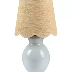 Stella Light Blue Mini Table Lamp with Woven Shade
