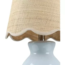 Stella Light Blue Mini Table Lamp with Woven Shade