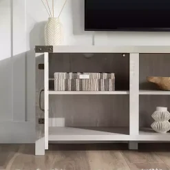 Stone Gray Barn Door TV Stand