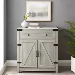 Stone Gray Rustic Barndoor Cabinet