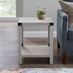 Stone Gray Rustic Wood Accent Table