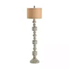 Stonewashed Gray Carved Base Floor Lamp