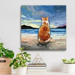 Tabby Cat Beach Days Canvas Art Print