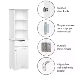 Tall White Open Shelves Cabinet