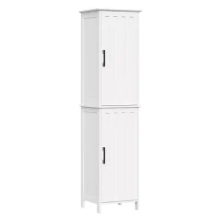 Tall White Wood 2-Door Storage Cabinet