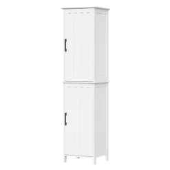 Tall White Wood 2-Door Storage Cabinet