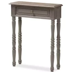 Tan and Gray Ornate Ball Turned Console Table