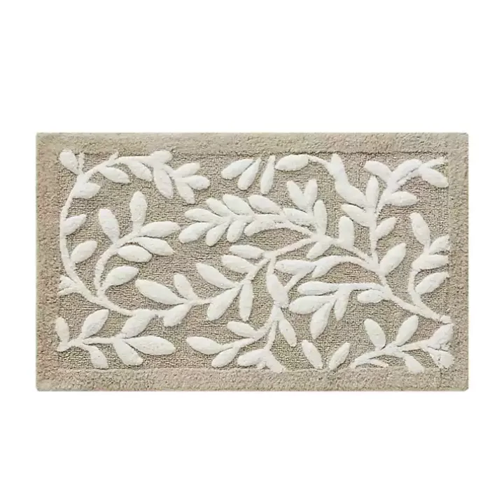 Tan Botanical Cotton Bath Mat, 34 in.