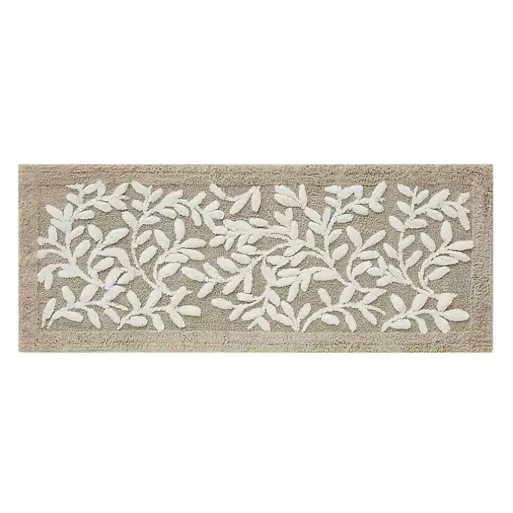 Tan Botanical Cotton Bath Mat, 60 in.