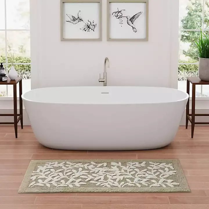 Tan Botanical Cotton Bath Mat, 60 in.