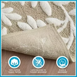 Tan Botanical Cotton Bath Mat, 34 in.