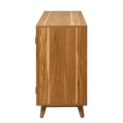 Tan Cane Wood Storage Media Cabinet