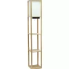 Tan Etagere Shelf Charging Floor Lamp