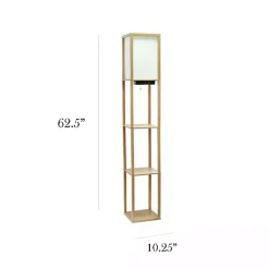 Tan Etagere Shelf Charging Floor Lamp