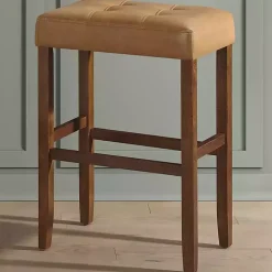 Tan Faux Leather Madison Walnut Bar Stool