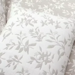 Tan Floral Reversible 3-pc. Full/Queen Quilt Set