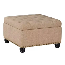 Tan Upholstered Ava Coffee Table Ottoman
