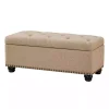 Tan Upholstered Carey Storage Ottoman Bench