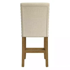 Tan Upholstered Nailhead Trim Counter Stool