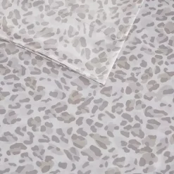 Taupe Leopard Print Satin 4-pc. Full Sheet Set
