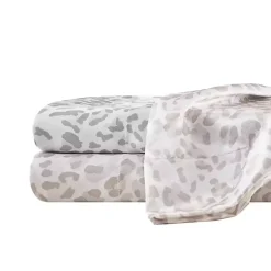 Taupe Leopard Print Satin 4-pc. Full Sheet Set