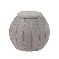 Taupe Rounded Oval Storage Ottoman