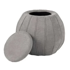 Taupe Rounded Oval Storage Ottoman