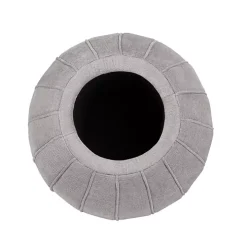 Taupe Rounded Oval Storage Ottoman