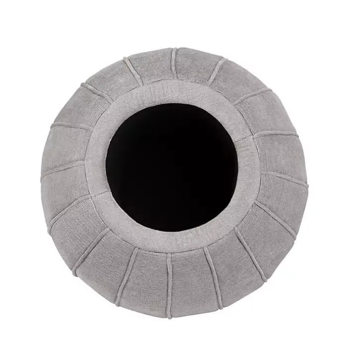 Taupe Rounded Oval Storage Ottoman