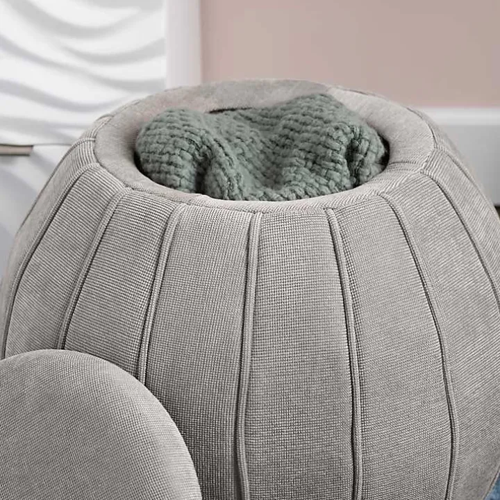 Taupe Rounded Oval Storage Ottoman