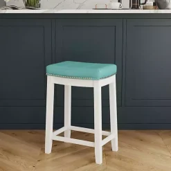 Teal Faux Leather Claridge Counter Stool