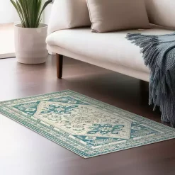 Teal Seraz Washable Area Rug, 3x5