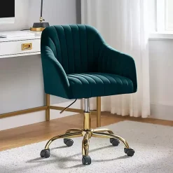 Teal Velvet Swivel Jacyln Office Chair