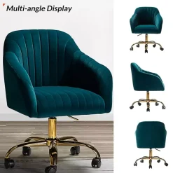 Teal Velvet Swivel Jacyln Office Chair