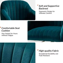 Teal Velvet Swivel Jacyln Office Chair