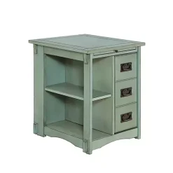 Teal Wood Parnell Storage Accent Table