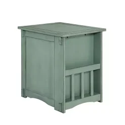 Teal Wood Parnell Storage Accent Table
